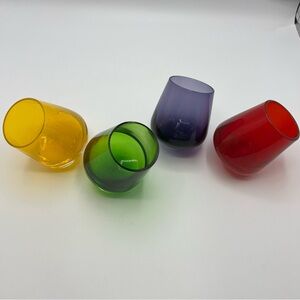 RARE Vtg Set Of 3 Blown Glass Rolly/Topsy-turvy Glasses Assorted Colors. C Pics